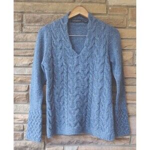 Irelands Eye Wool Cashmere Cable Knit Sweater Women S Muted Blue Heather Ireland